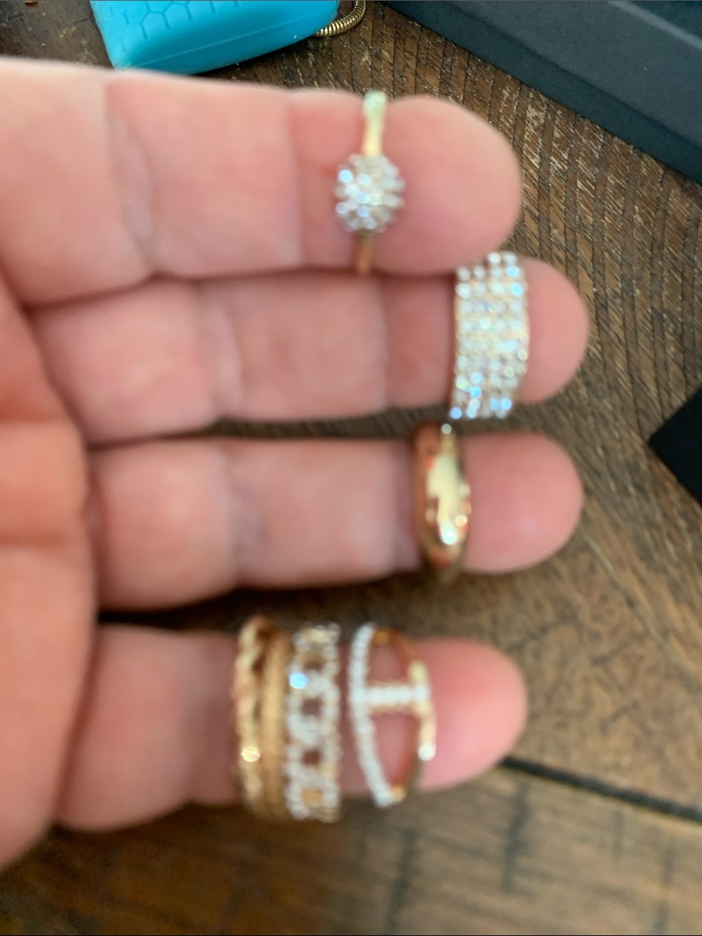 7 Gold Crystal Cluster Cocktail Ring - Sparkling Statementw for Women